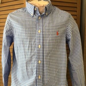 Ralph Lauren Boys Medium Blue Plaid Cotton Shirt